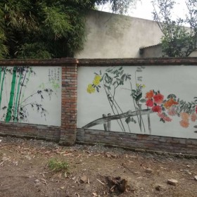 成都農(nóng)家樂(lè)墻體彩繪 院落外墻彩繪戶外墻繪手工壁畫(huà)