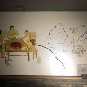 火鍋店墻體彩繪 免費(fèi)設(shè)計(jì)圖案  純手工繪畫(huà)