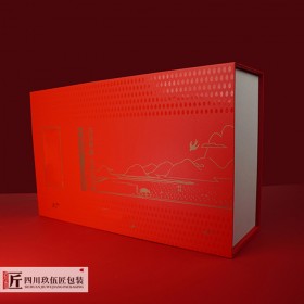書型盒翻蓋式大米包裝禮盒定制特種藝術(shù)紙張專色彩印禮盒定制