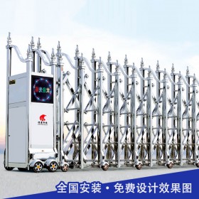 成都廠家電動(dòng)不銹鋼伸縮門 阿壩遙控?zé)o軌自動(dòng)鋁合金伸縮門  甘孜工廠直銷定制