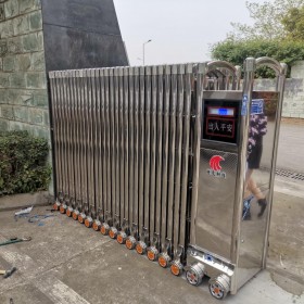 電動(dòng)伸縮門為什么有些有軌道有些沒有？電動(dòng)伸縮門的軌道類型 不銹鋼伸縮門  捷鷹科技電動(dòng)門伸縮門
