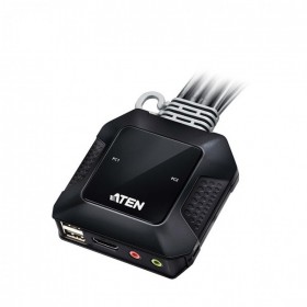ATEN 宏正 四川成都 KVM分銷(xiāo)服務(wù)商 CS22H 2端口 USB 4K HDMI 帶線式切換器 線機(jī)一體  CS22H-AT