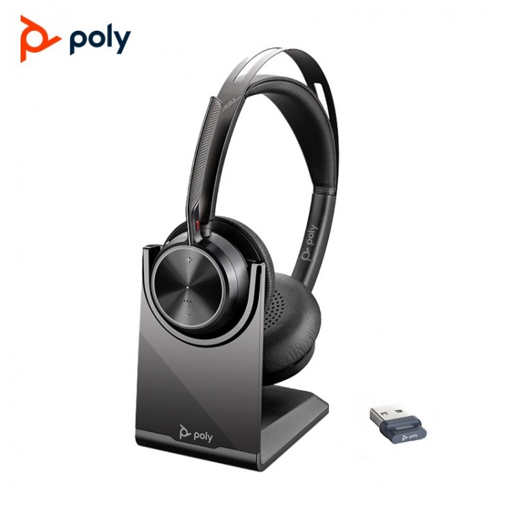 繽特力（Plantronics） VFocus2 立體聲藍(lán)牙耳機(jī) 主動(dòng)降噪辦公耳麥 （USB帶充電底座兼容電腦+手機(jī)）