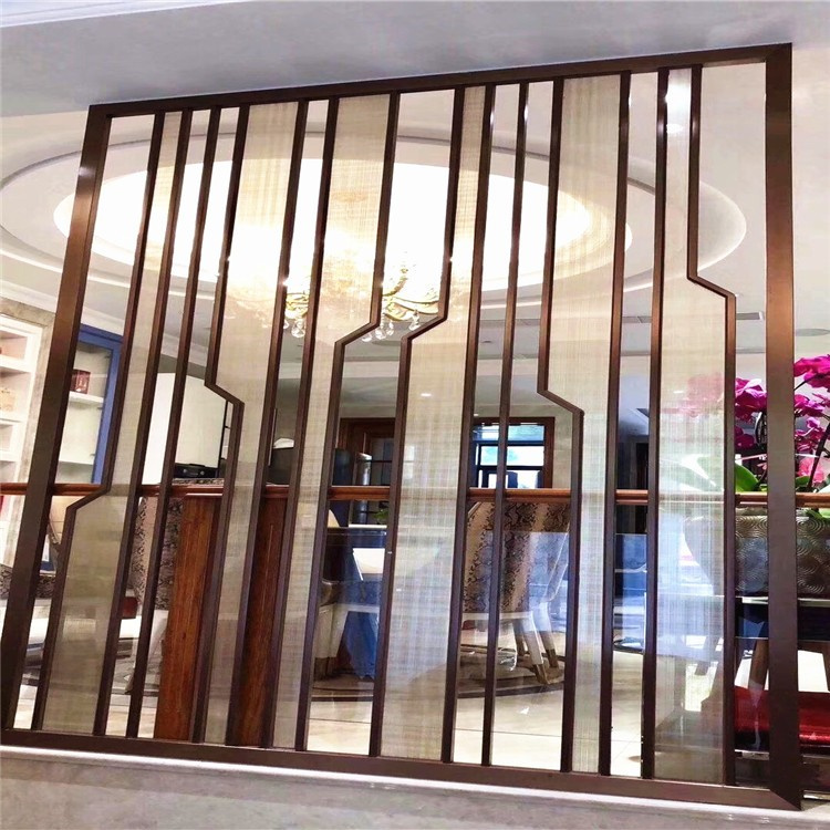 簡約酒店玻璃隔斷不銹鋼屏風(fēng)北歐客廳擋板辦公室裝飾玄關(guān)鏤空格柵