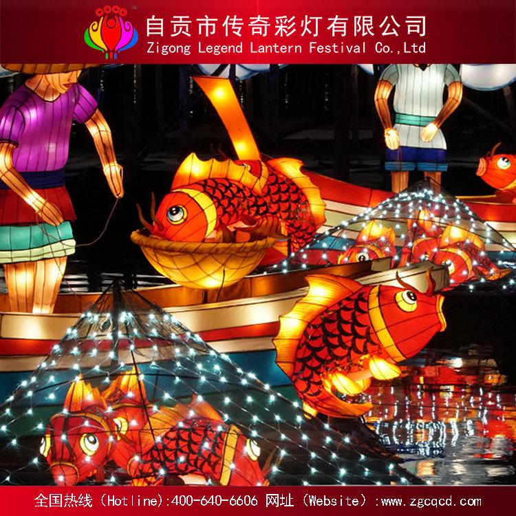 傳統(tǒng)春節(jié)主題花燈戶外防水燈會(huì)織布魚(yú)類燈