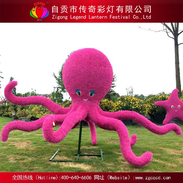 自貢戶(hù)外仿真綠植雕塑綠雕動(dòng)物草雕仿真章魚(yú)雕塑直銷(xiāo)定制廠家