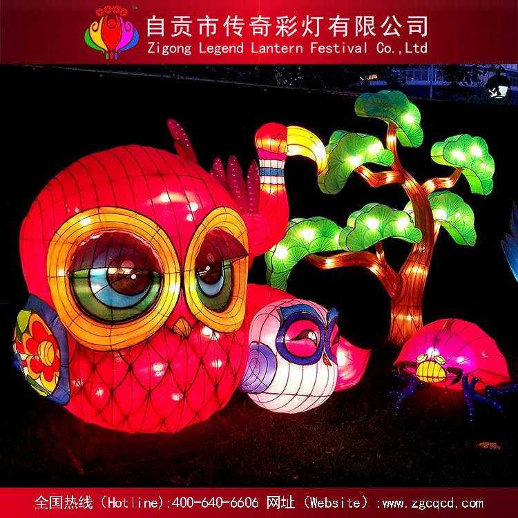 春節(jié)主題花燈展 來圖定制設(shè)計(jì)各類動(dòng)物貓頭鷹燈組  馬彩燈