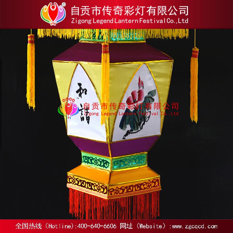 山水花卉類(lèi)宮燈春節(jié)傳統(tǒng)絲綢燈展
