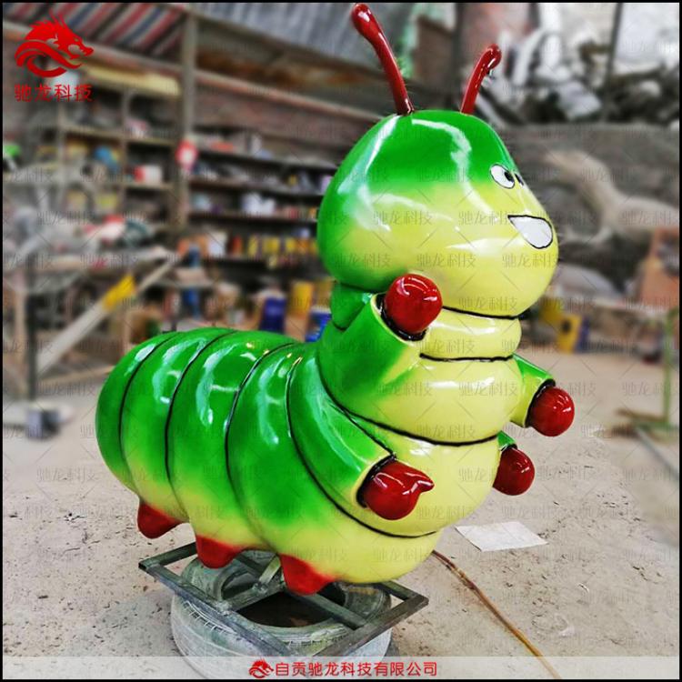 動物昆蟲玻璃鋼雕塑定制 仿真昆蟲擺件 大型卡通毛毛蟲雕塑