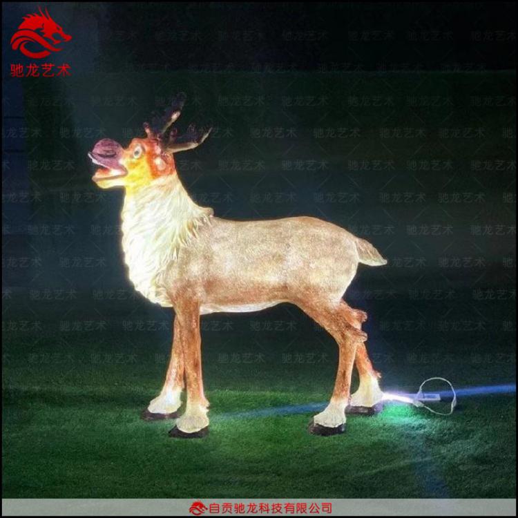 室外防水發(fā)光馴鹿玻璃鋼雕塑夜游動(dòng)物造型圣誕節(jié)樹(shù)脂美陳模型定做