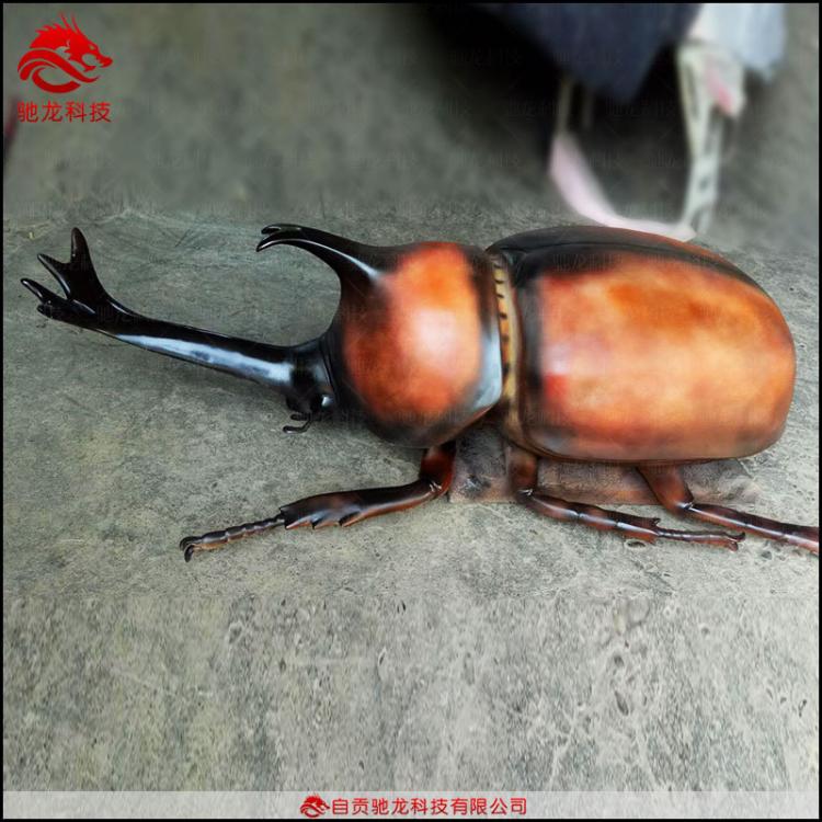 仿真獨(dú)角仙雕塑模型科普展覽道金龜子甲蟲(chóng)玻璃鋼雕塑公司