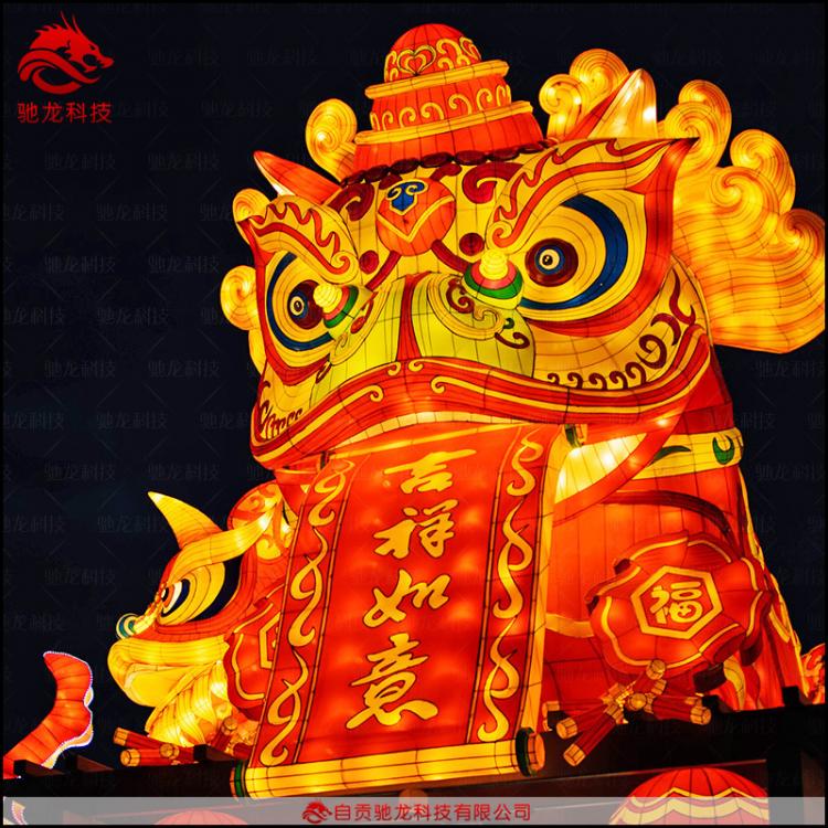 花燈工廠大型古典花燈舞獅燈籠定做鐵藝彩燈春節(jié)元宵燈展制作公司