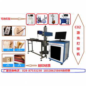 二氧化碳打標(biāo)機(jī) C02激光設(shè)備 四川打標(biāo)機(jī) 木材竹制品紙盒皮革塑料等激光打字刻字