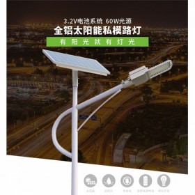 太陽能路燈定制模具3.2V系統(tǒng)全鋁6米60W新農村LED海螺臂