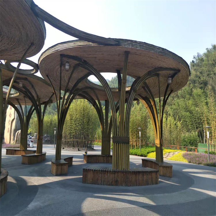 竹木建筑翠竹長廊 精品戶外竹長廊 竹長廊定制生產(chǎn)