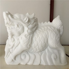 杭州石雕麒麟擺件一對 漢白玉石雕麒麟定制批發(fā) 廠家直銷漢白玉石雕擺件