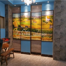 水青石彩繪火鍋店壁畫(huà)彩繪-梵高系列畫(huà)