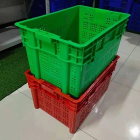 塑料筐可堆疊筐藍(lán)白色蔬菜水果筐運(yùn)輸生鮮配送錯(cuò)位筐600*400*315