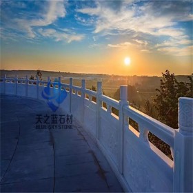 石雕漢白玉欄桿 浮雕 公園流水石橋河道圍欄 石頭護欄別墅陽臺柱定制